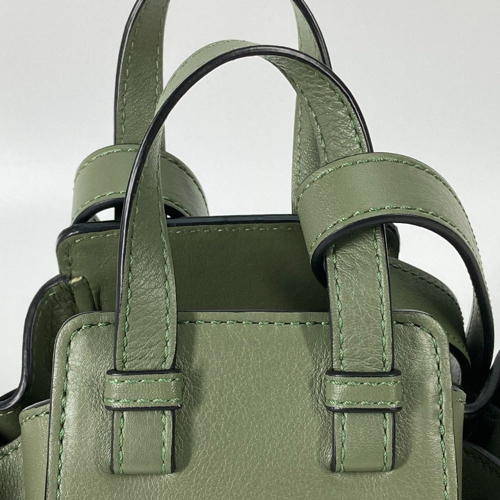LOEWE Shoulder Bag leather khaki Shoulder Crossbody mini hammock drawstring bag Women Used Authentic