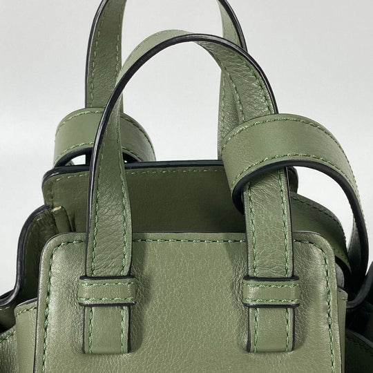 LOEWE Shoulder Bag leather khaki Shoulder Crossbody mini hammock drawstring bag Women Used Authentic