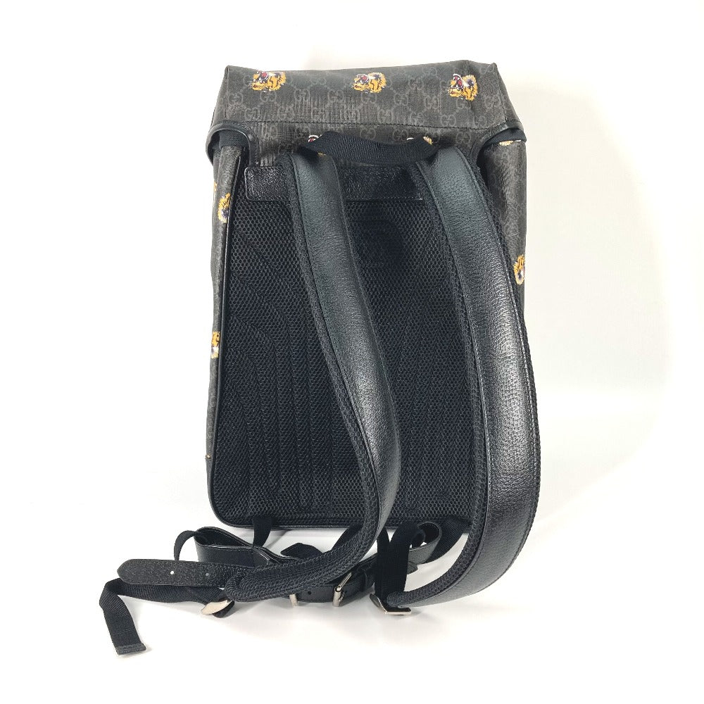 GUCCI Backpack 696013 GG Supreme Canvas black Interlocking G Medium backpack mens Used Authentic