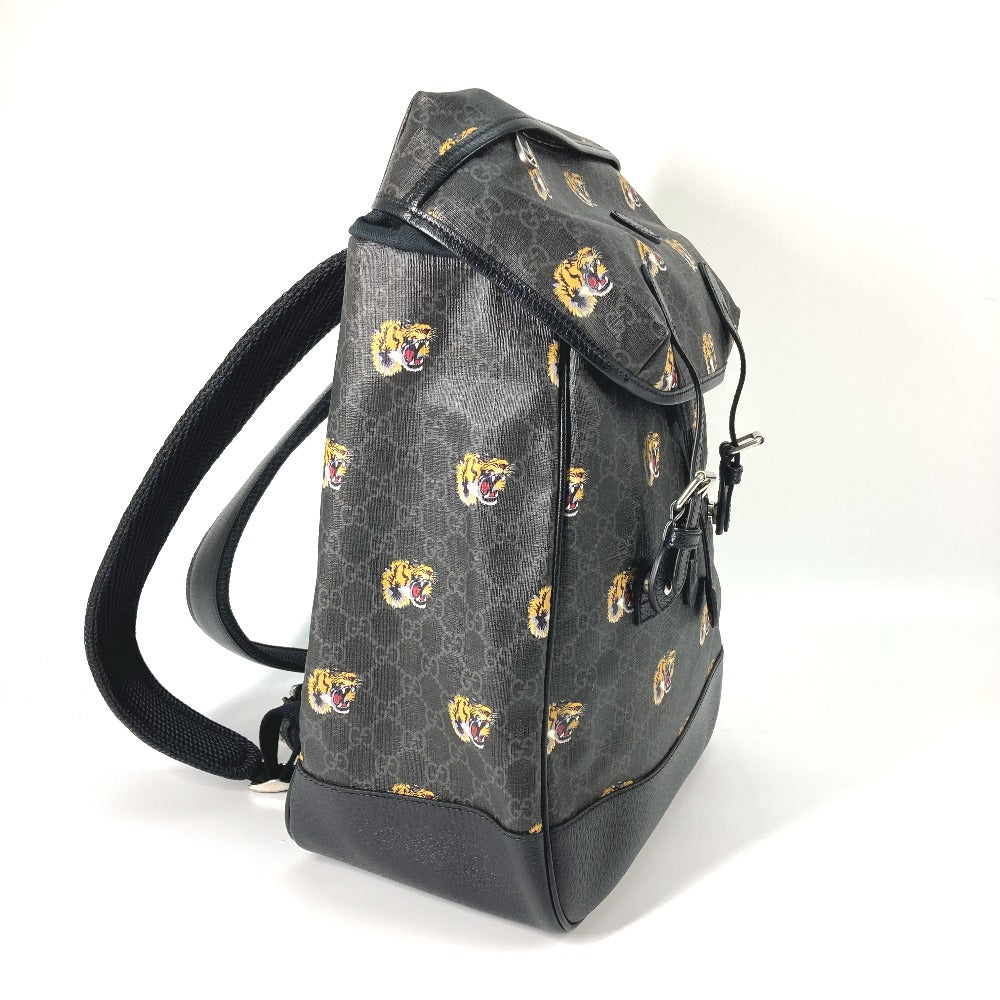 GUCCI Backpack 696013 GG Supreme Canvas black Interlocking G Medium backpack mens Used Authentic