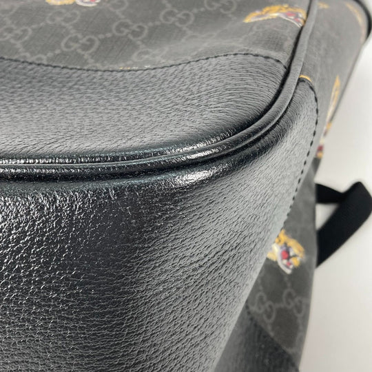 GUCCI Backpack 696013 GG Supreme Canvas black Interlocking G Medium backpack mens Used Authentic