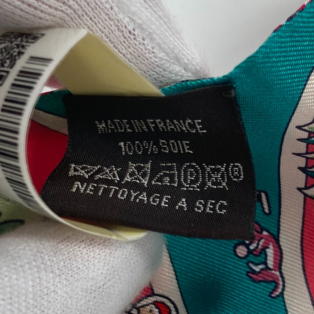 HERMES scarf 063536S silk Green x pink type Twilly Twilly EXPOSITION UNIVERSELL Women Used Authentic