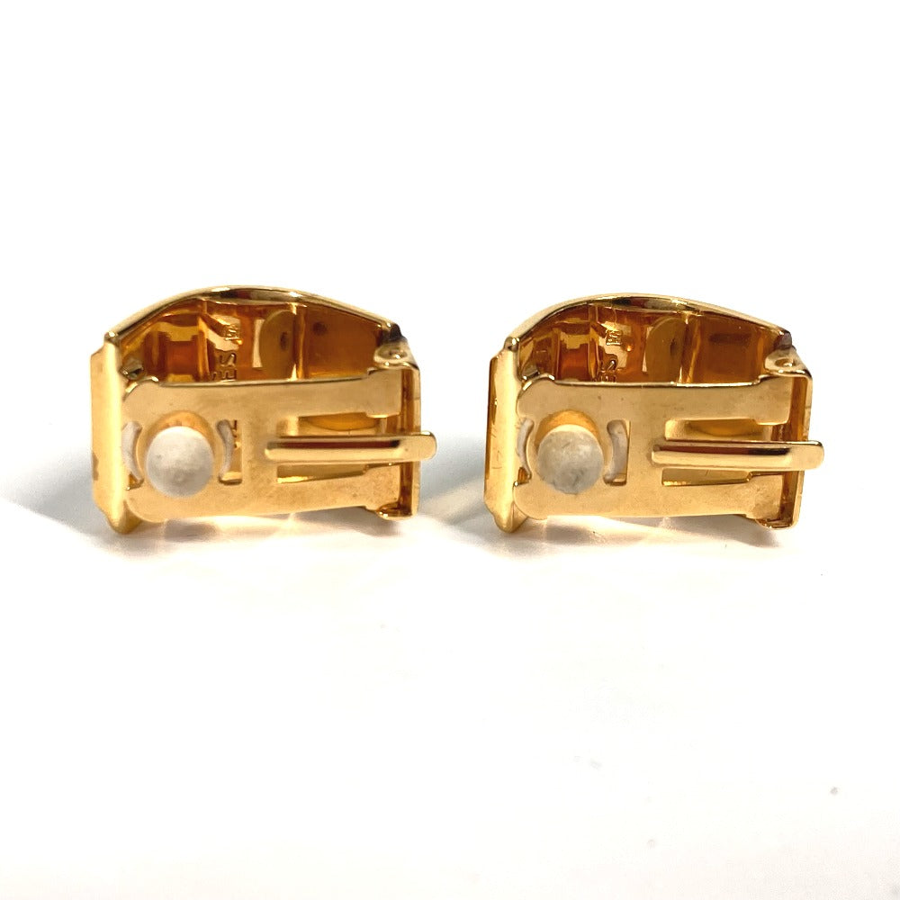 HERMES Earring Gold Plated Gold x Blue H pattern Cloisonn Emile Women Used Authentic