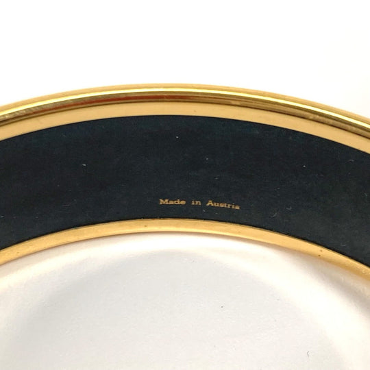 HERMES Bangle Cloisonne Black x Gold Horse horse Emaille GM Women Used Authentic