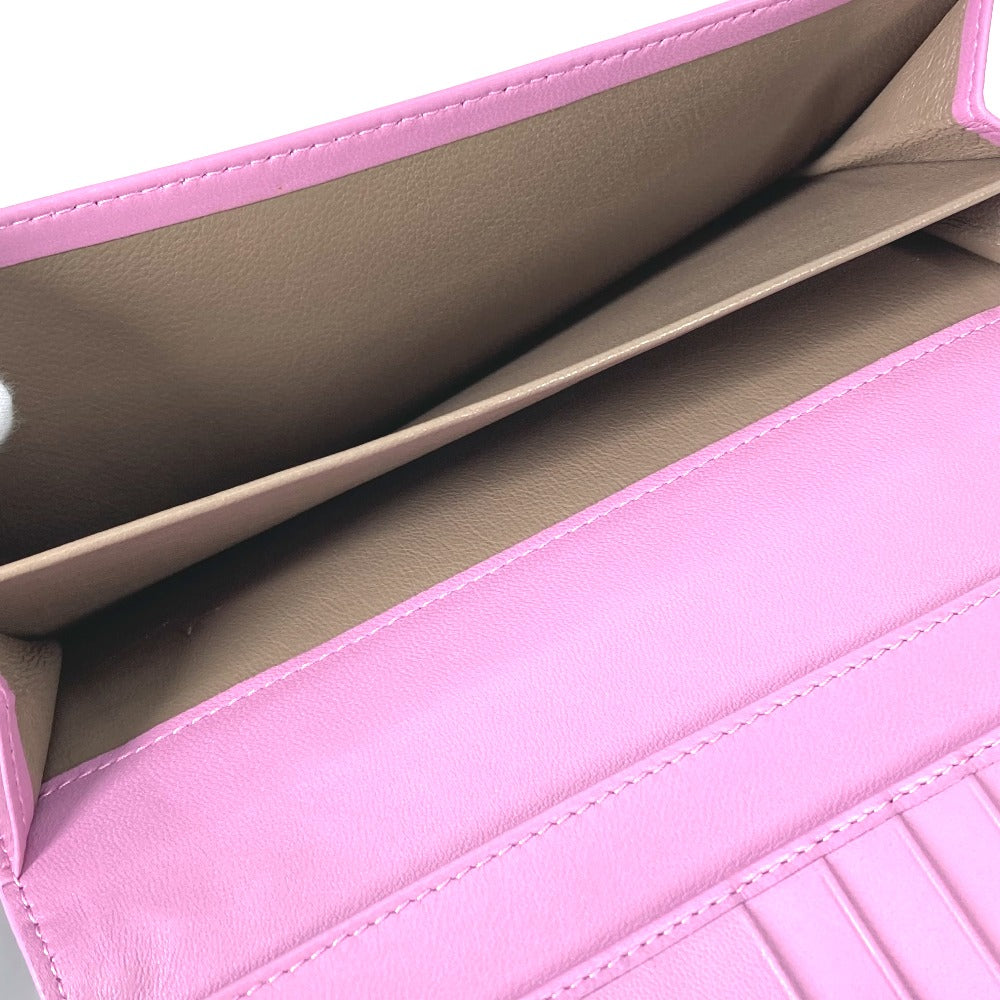 BOTTEGAVENETA Long Wallet Purse leather Purple type W Hook Wallet  INTRECCIATO Women Used Authentic