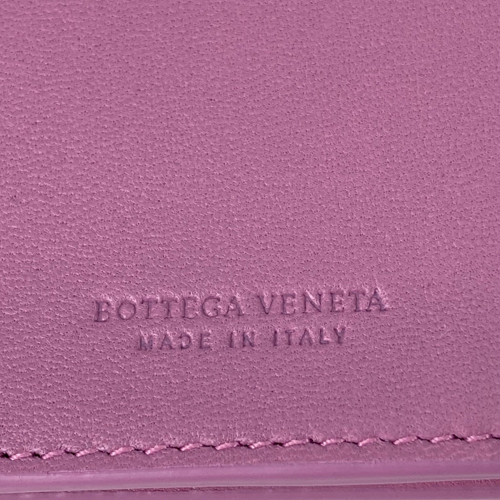 BOTTEGAVENETA Long Wallet Purse leather Purple type W Hook Wallet  INTRECCIATO Women Used Authentic