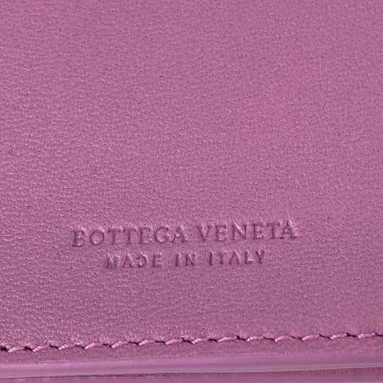 BOTTEGAVENETA Long Wallet Purse leather Purple type W Hook Wallet  INTRECCIATO Women Used Authentic