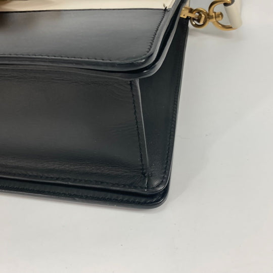 GUCCI Handbag 476541 leather Black x white Bijou Fake Pearl Queen Margaret BEE Bee Women Used Authentic