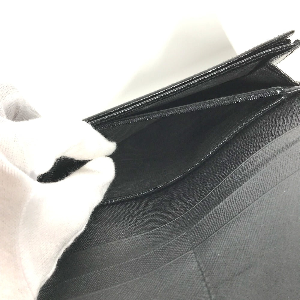 PRADA Long Wallet Purse M608A  Safiano leather black Triangle logo plate Long wallet Women Used Authentic