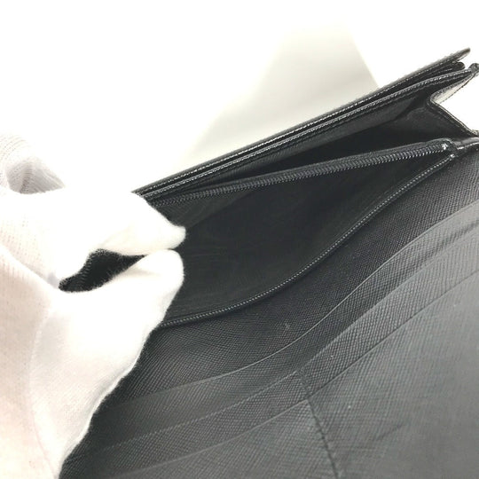 PRADA Long Wallet Purse M608A  Safiano leather black Triangle logo plate Long wallet Women Used Authentic
