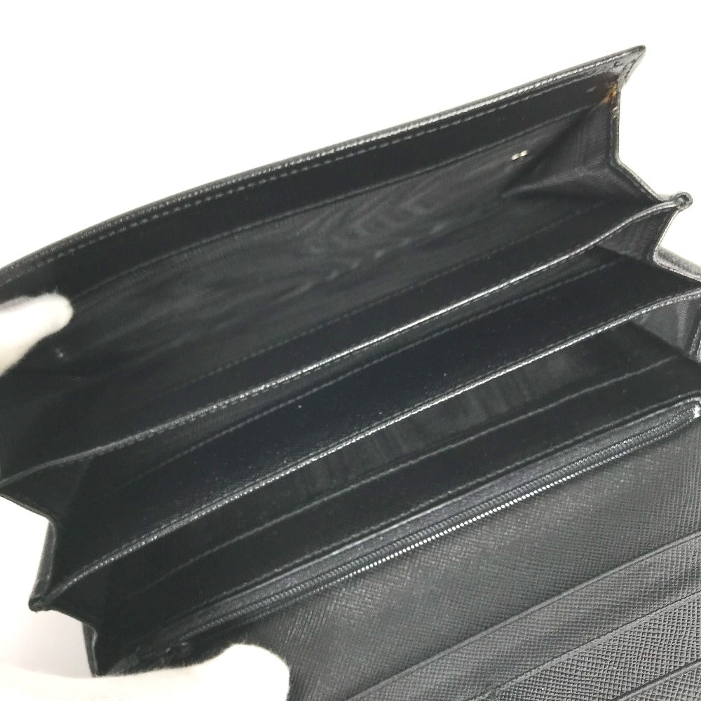 PRADA Long Wallet Purse M608A  Safiano leather black Triangle logo plate Long wallet Women Used Authentic