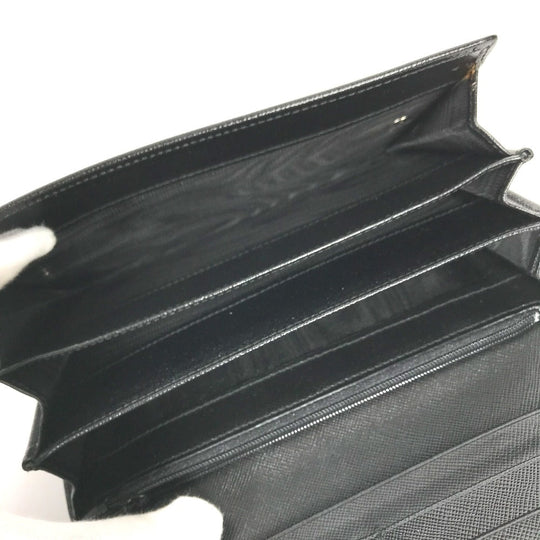PRADA Long Wallet Purse M608A  Safiano leather black Triangle logo plate Long wallet Women Used Authentic