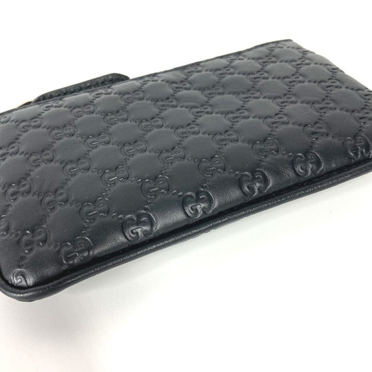 GUCCI Coin case 544476 leather black With key ring Micro Gucci Shima GG mens Used Authentic