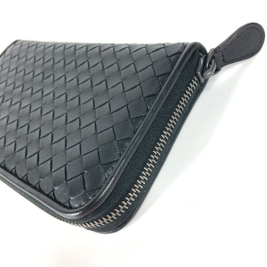 BOTTEGAVENETA Long Wallet Purse leather black Long wallet INTRECCIATO Women Used Authentic