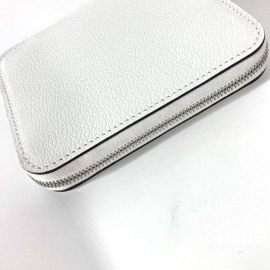 HERMES Coin case leather white Azap silk in compact Women Used Authentic
