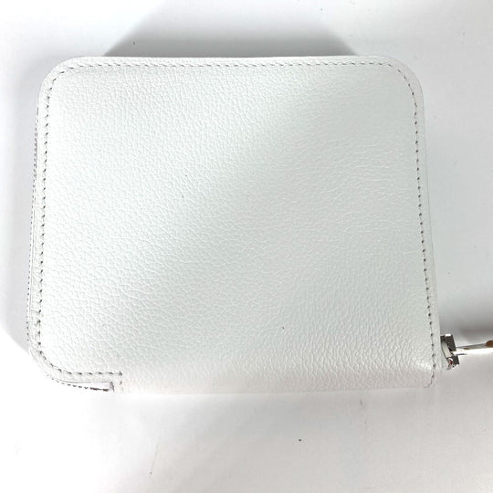 HERMES Coin case leather white Azap silk in compact Women Used Authentic