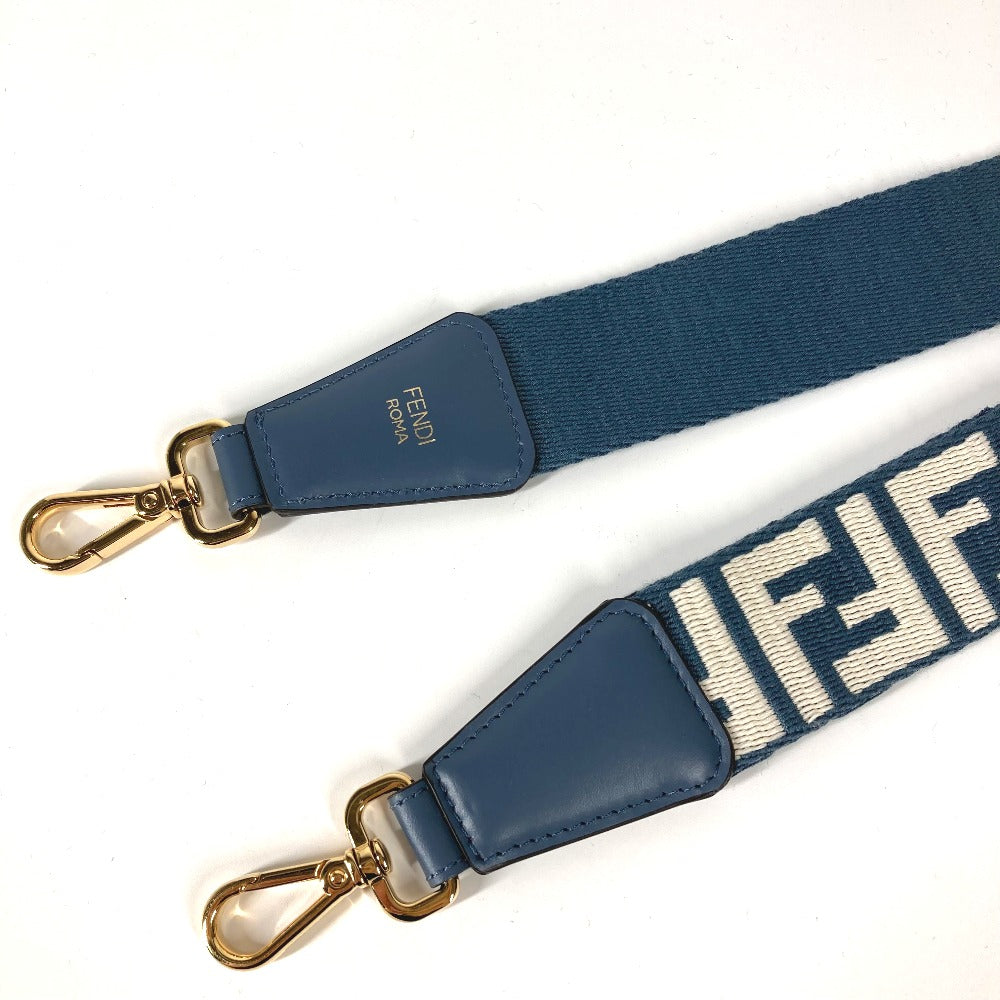 FENDI Shoulder strap 8AV386 Canvas / leather blue Zucca Strap You Jacquard Women Used Authentic