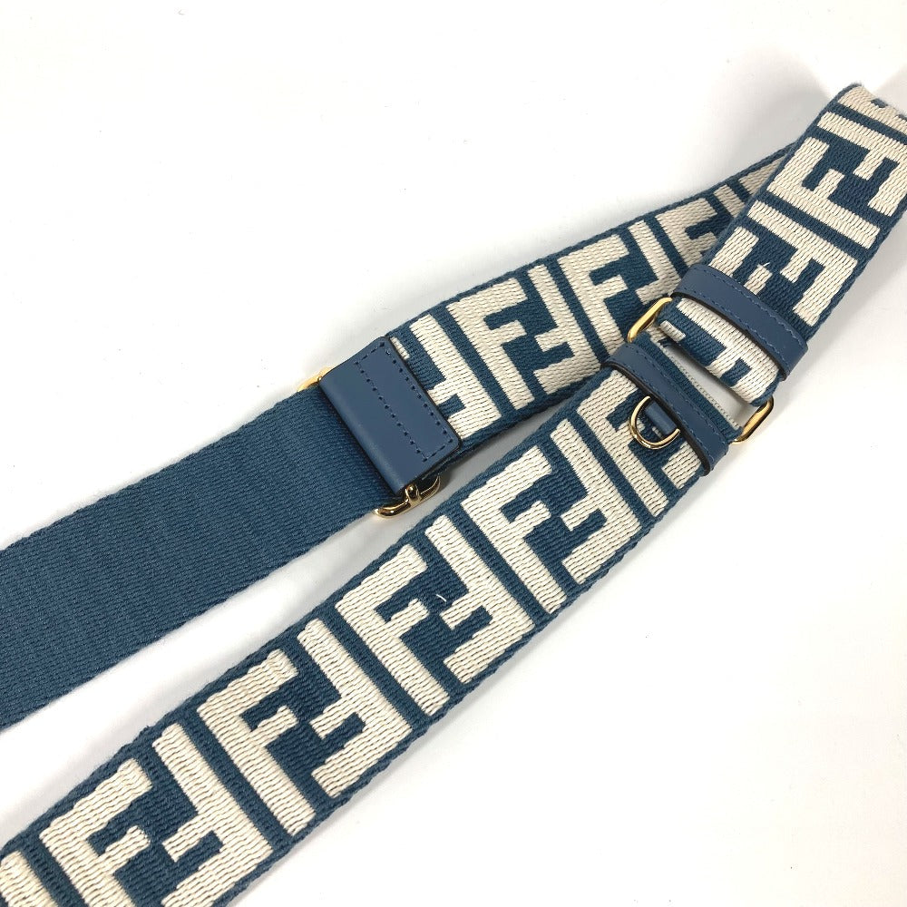 FENDI Shoulder strap 8AV386 Canvas / leather blue Zucca Strap You Jacquard Women Used Authentic