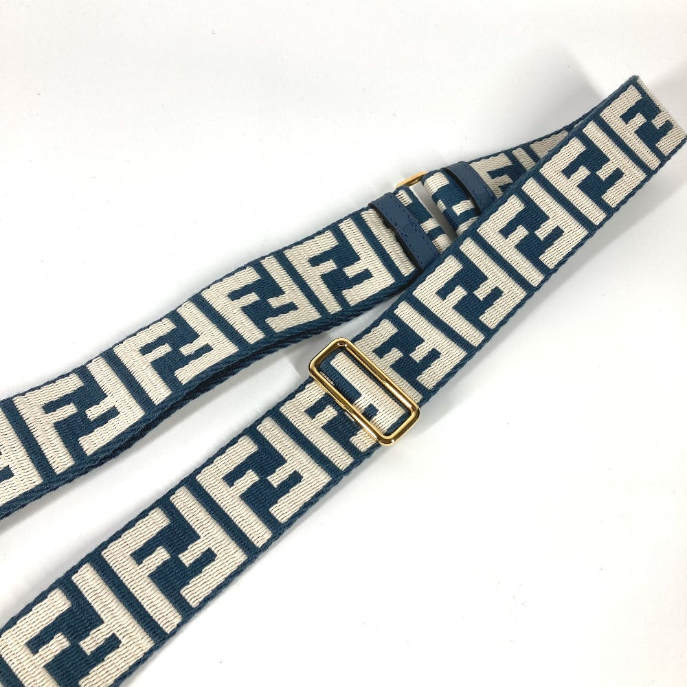 FENDI Shoulder strap 8AV386 Canvas / leather blue Zucca Strap You Jacquard Women Used Authentic