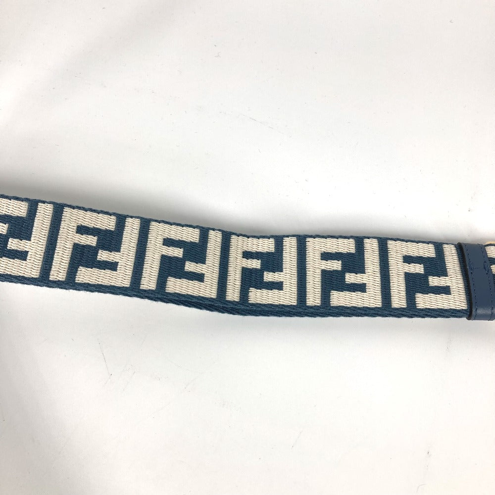 FENDI Shoulder strap 8AV386 Canvas / leather blue Zucca Strap You Jacquard Women Used Authentic