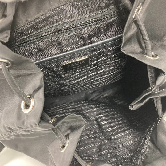 PRADA Backpack 1BZ811 Nylon black Bag Triangle logo plate Women Used Authentic