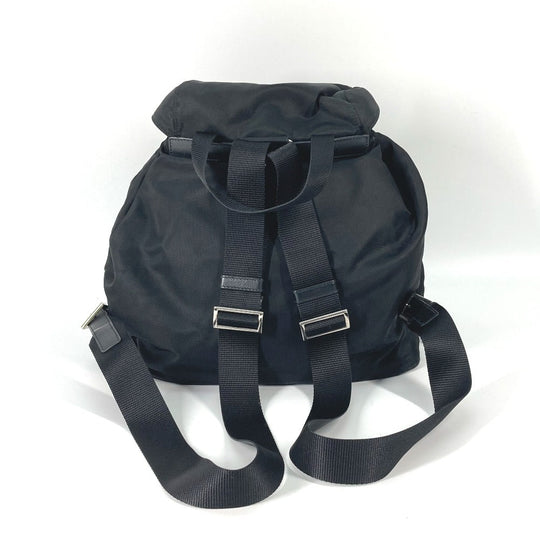 PRADA Backpack 1BZ811 Nylon black Bag Triangle logo plate Women Used Authentic