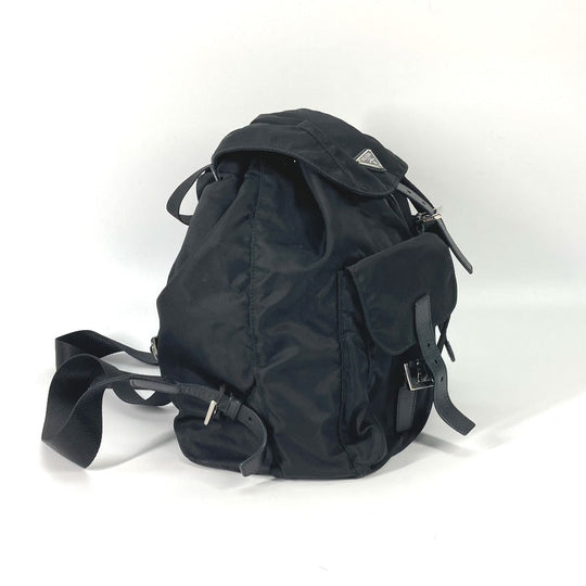 PRADA Backpack 1BZ811 Nylon black Bag Triangle logo plate Women Used Authentic