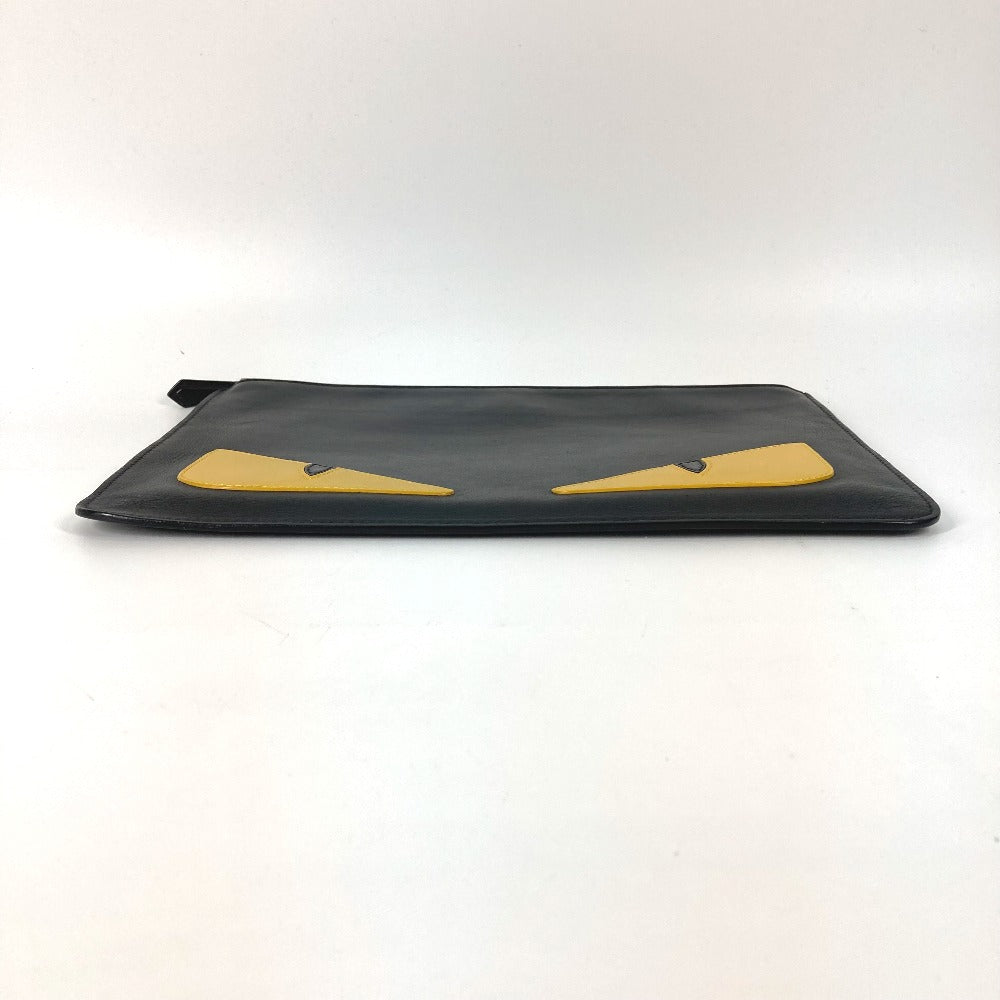 FENDI Clutch bag 7N0078 leather black monster Women Used Authentic