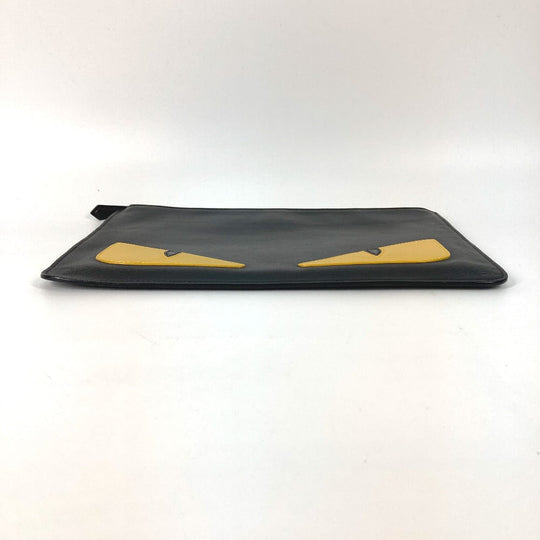 FENDI Clutch bag 7N0078 leather black monster Women Used Authentic