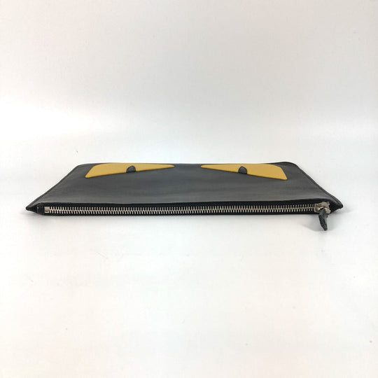 FENDI Clutch bag 7N0078 leather black monster Women Used Authentic