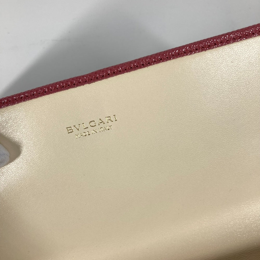 BVLGARI Long Wallet Purse leather pink Long wallet Logo clip Women Used Authentic