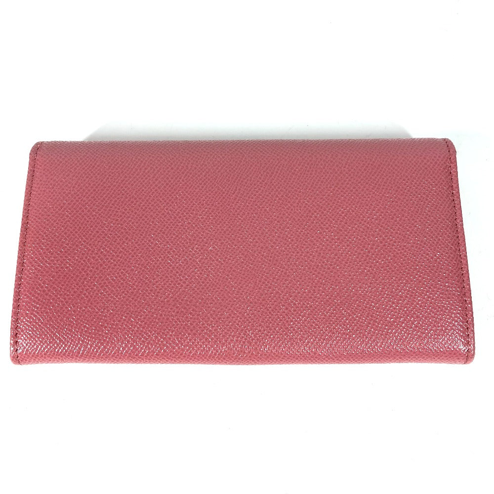 BVLGARI Long Wallet Purse leather pink Long wallet Logo clip Women Used Authentic