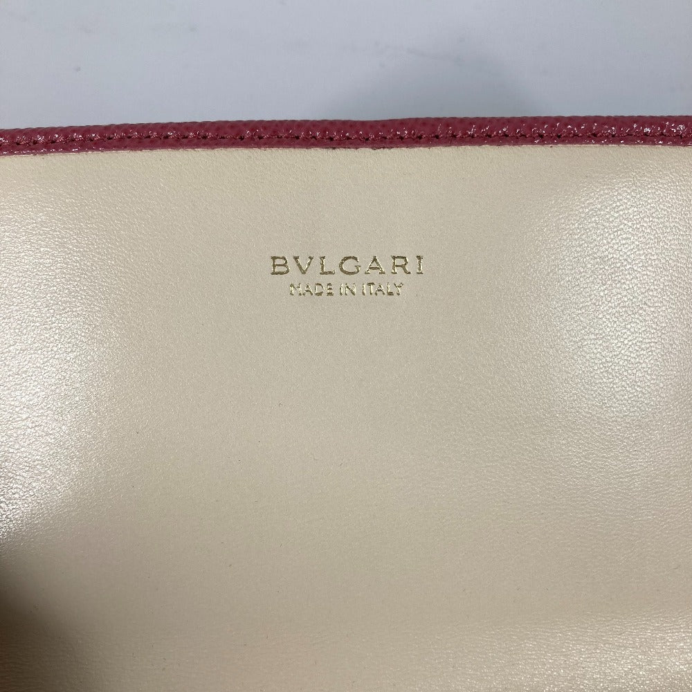 BVLGARI Long Wallet Purse leather pink Long wallet Logo clip Women Used Authentic