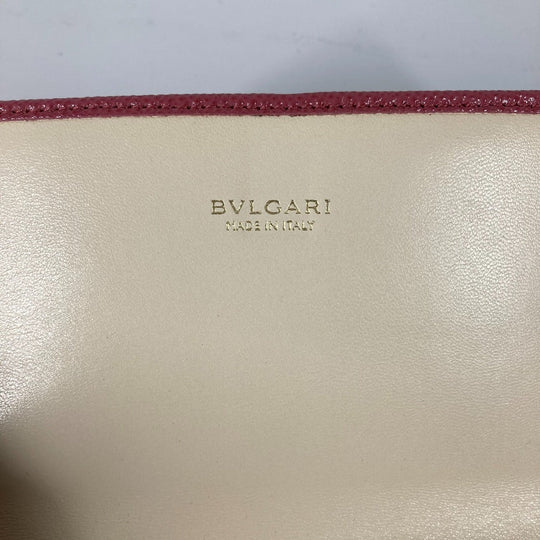 BVLGARI Long Wallet Purse leather pink Long wallet Logo clip Women Used Authentic