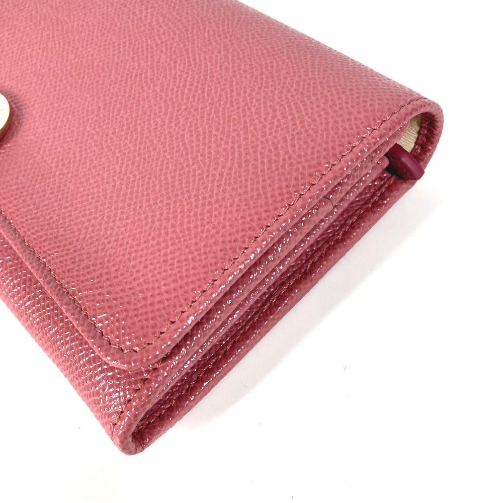 BVLGARI Long Wallet Purse leather pink Long wallet Logo clip Women Used Authentic