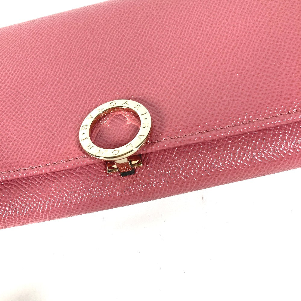BVLGARI Long Wallet Purse leather pink Long wallet Logo clip Women Used Authentic