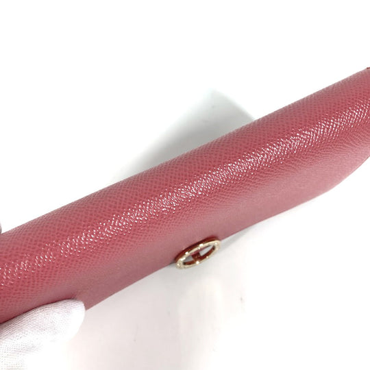 BVLGARI Long Wallet Purse leather pink Long wallet Logo clip Women Used Authentic