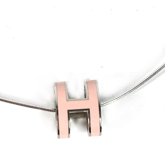 HERMES Necklace metal Light pink Pop Ash H Women Used Authentic