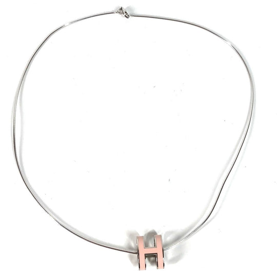 HERMES Necklace metal Light pink Pop Ash H Women Used Authentic