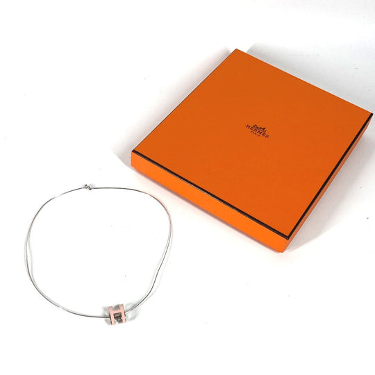 HERMES Necklace metal Light pink Pop Ash H Women Used Authentic