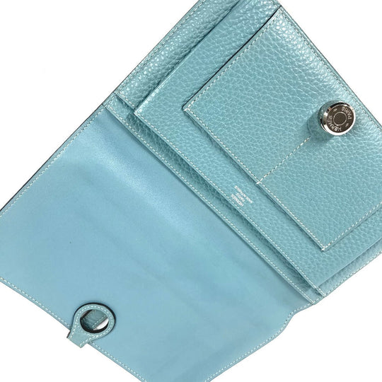 HERMES Long Wallet Purse Togo blue Long wallet Dogon Duo GM Women Used Authentic