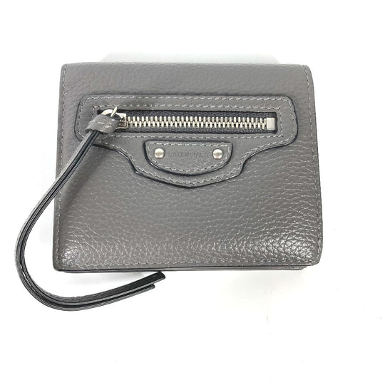 BALENCIAGA Folded wallet 640111 leather gray Neo classic Women(Unisex) Used Authentic
