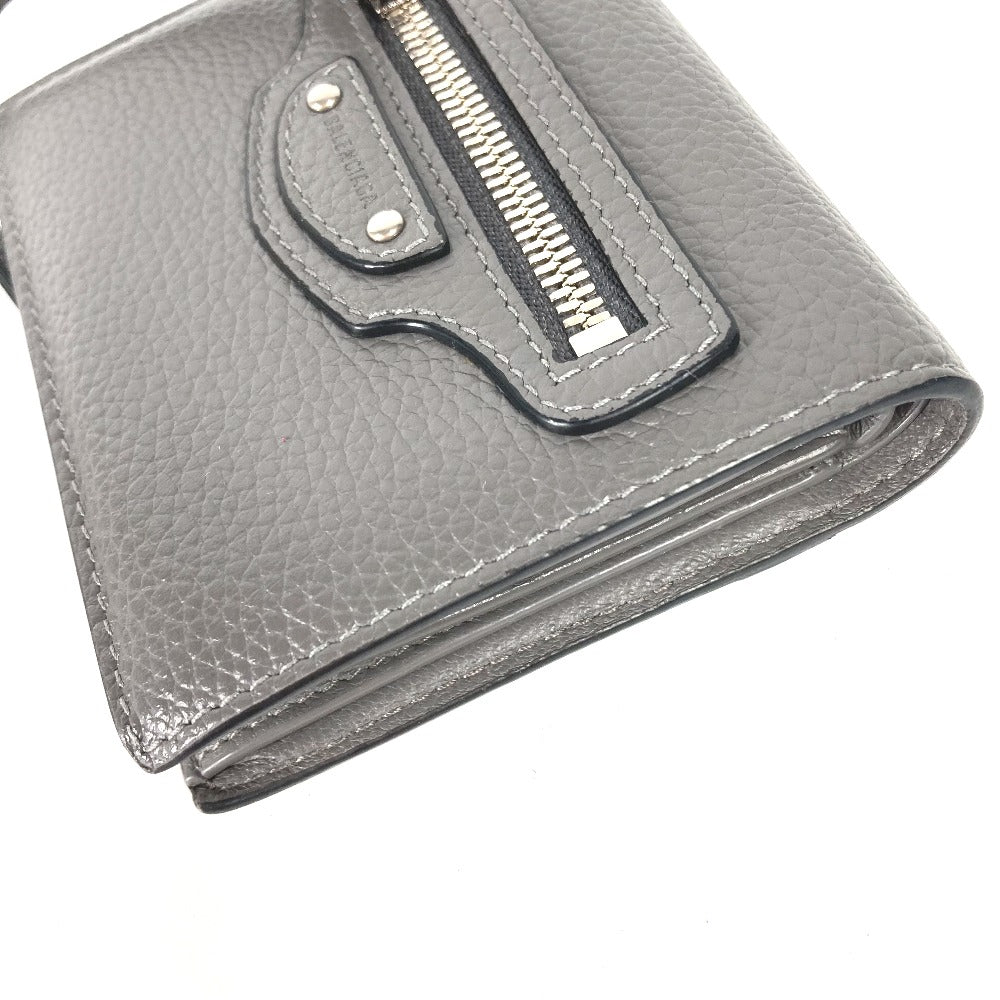 BALENCIAGA Folded wallet 640111 leather gray Neo classic Women Used Authentic