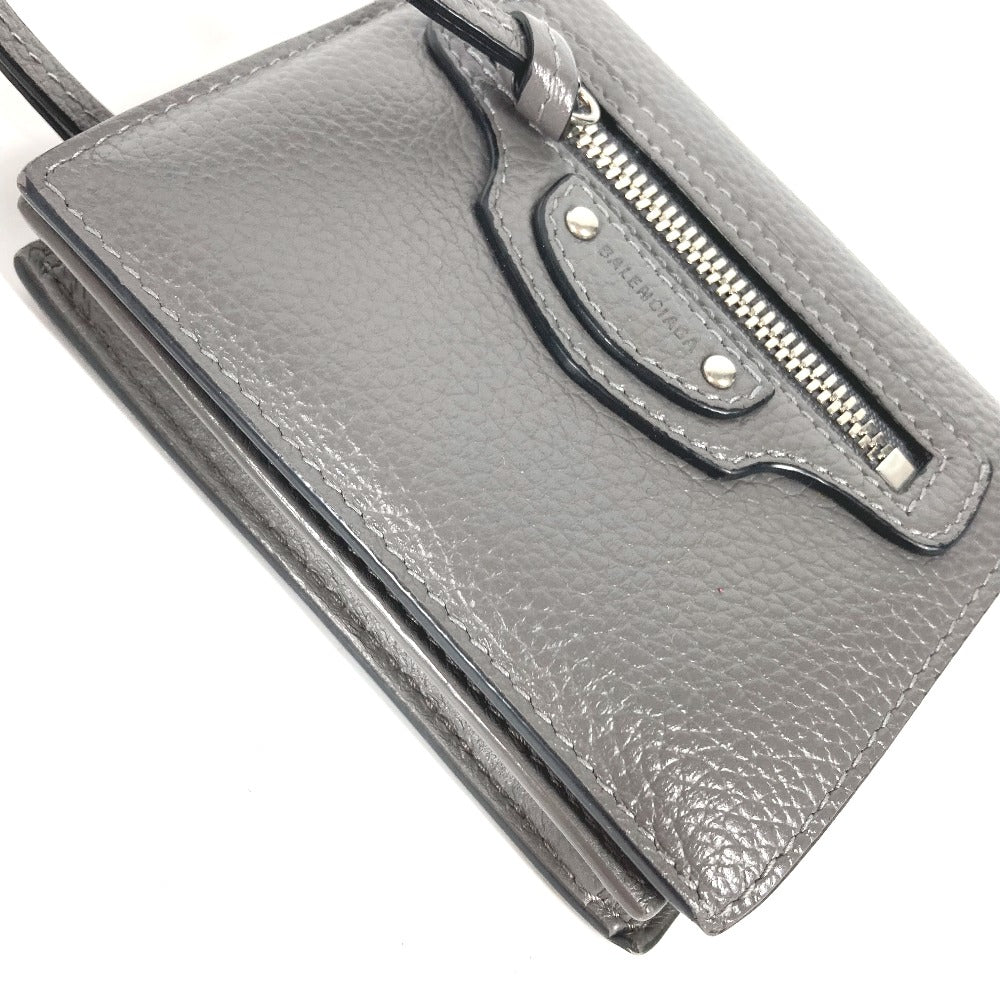 BALENCIAGA Folded wallet 640111 leather gray Neo classic Women(Unisex) Used Authentic