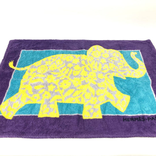 HERMES towel cotton purple Bath towel Interior Throw Blanket Women Used Authentic