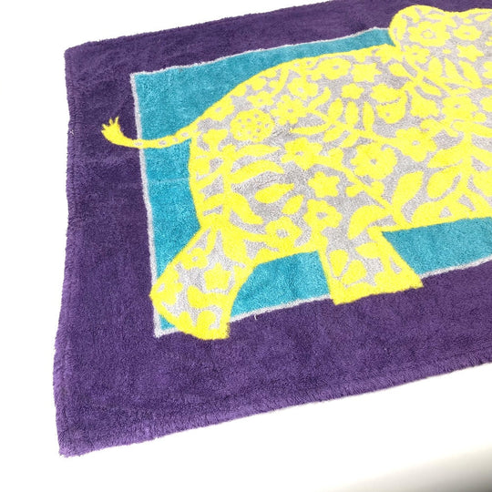 HERMES towel cotton purple Bath towel Interior Throw Blanket Women Used Authentic