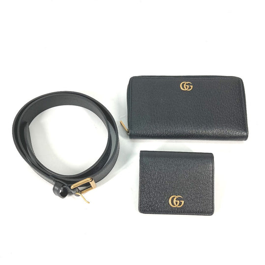 GUCCI Long Wallet Purse 699304 leather black Belt bag Waist bag GG mens Used Authentic