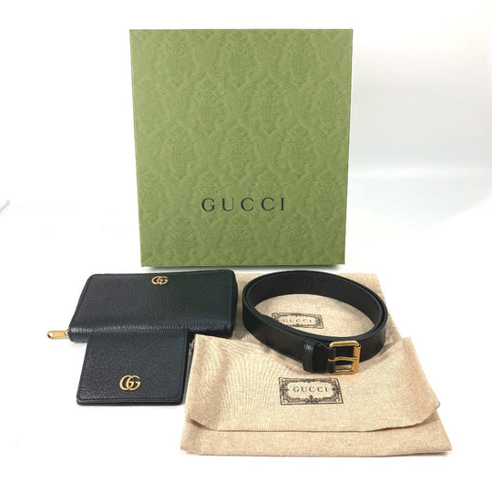 GUCCI Long Wallet Purse 699304 leather black Belt bag Waist bag GG mens Used Authentic
