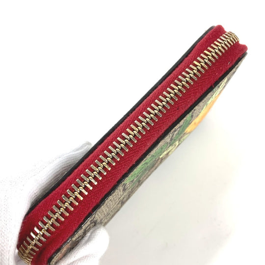 GUCCI Coin case 424897 GG Supreme Canvas Red GG Supreme Coin Pocket Wallet bird motif bird Women Used Authentic