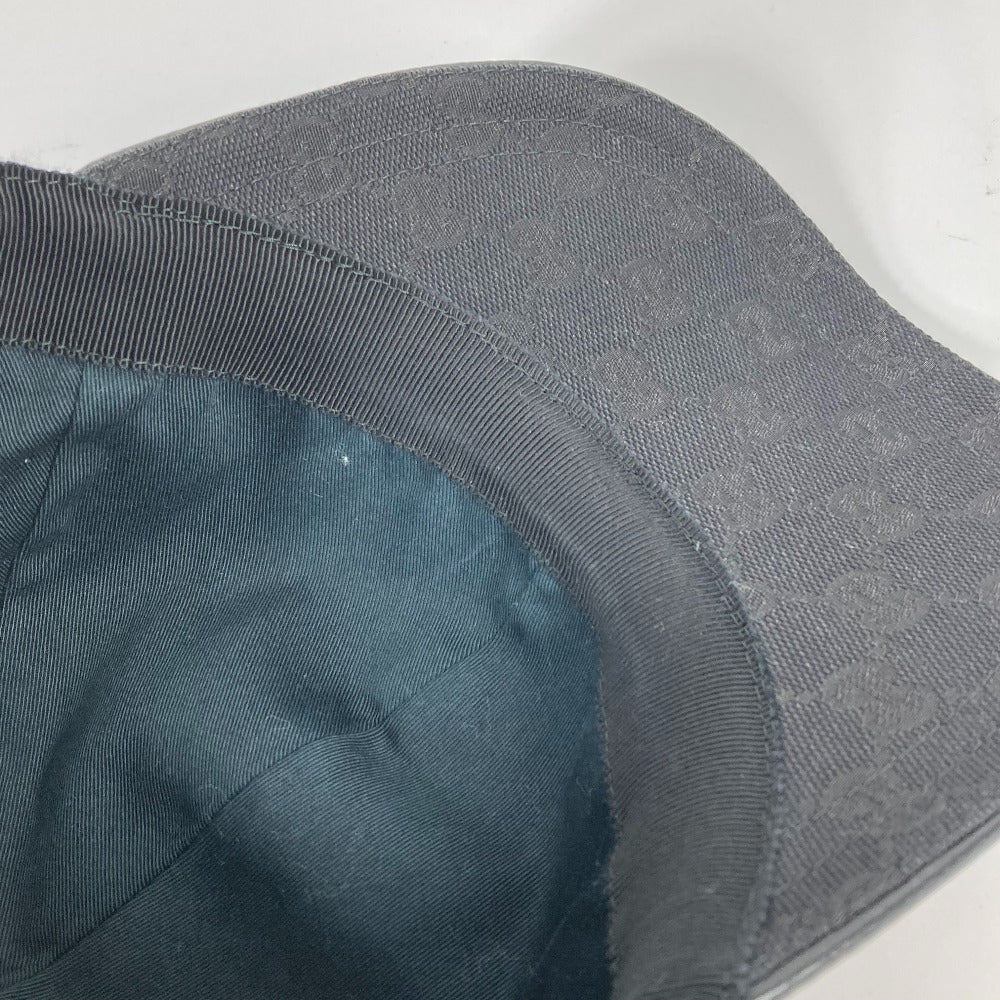 GUCCI cap 200035  canvas black GG hat cap baseball mens L Used Authentic